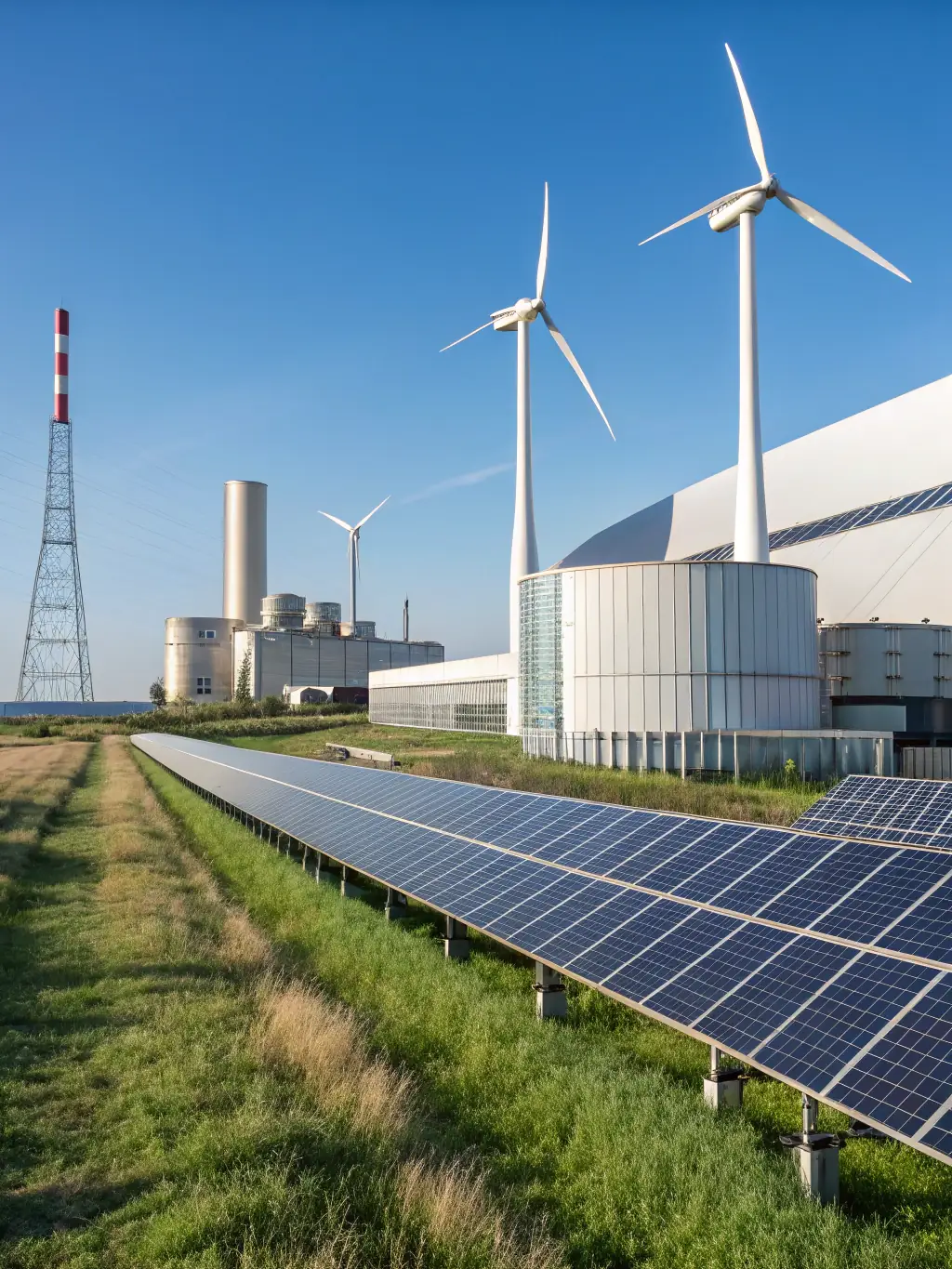 A modern, eco-friendly energy facility, symbolizing dbfmo-europe's commitment to sustainable practices in the energy sector.